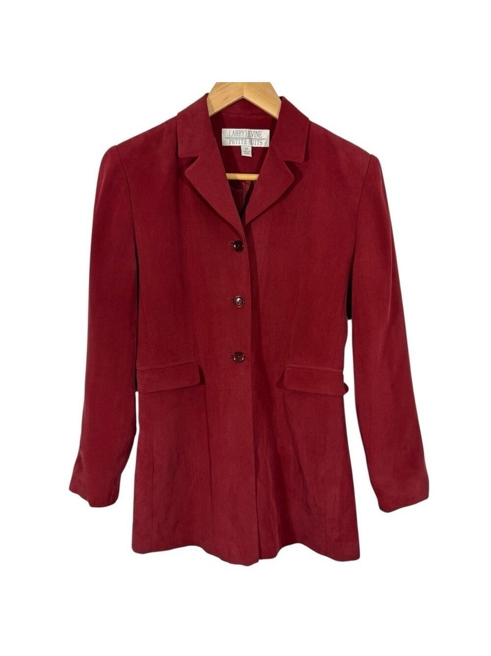 Vintage 100% Silk Blazer Womens Sz 2 Maroon Red 90s Suit Jacket Office Business